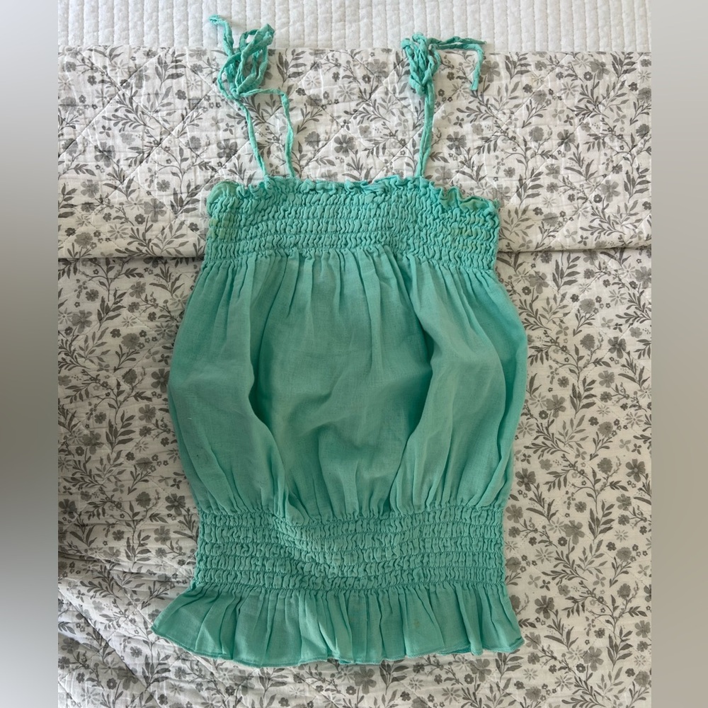 Women's Teal Smocked Top